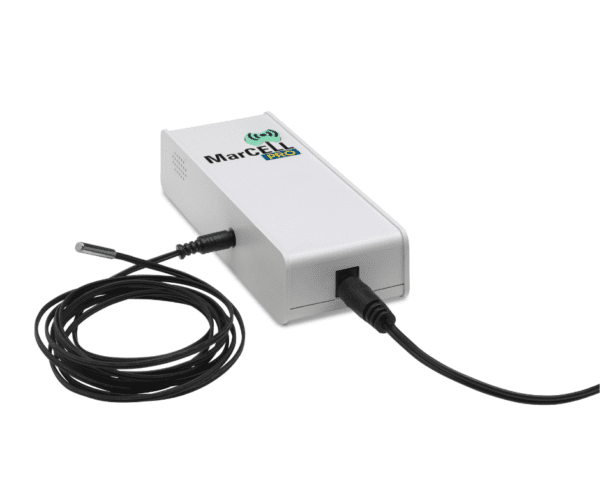 MarCELL Pro Freeze Alarm temperature monitoring device with external temperature probe.