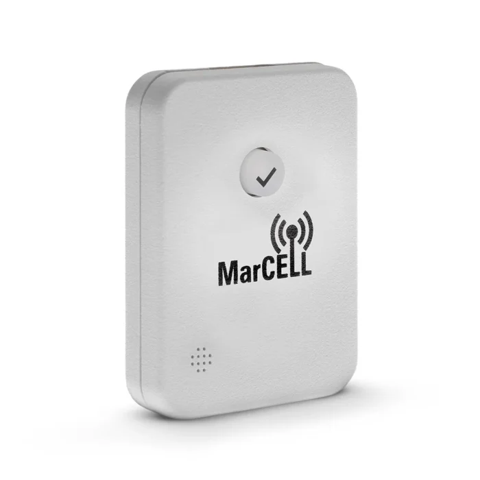 MarCELL SPuck wireless sensor for temperature, humidity, and water leak monitoring.